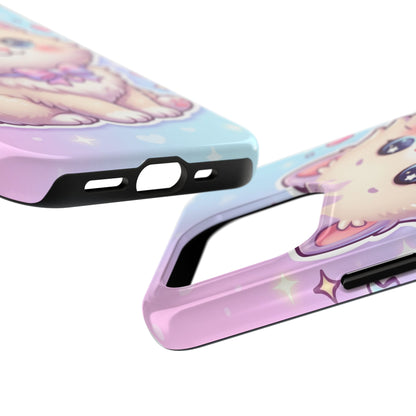 Cute Pastel Kawaii Kitten Tough Phone Case — Cute Cat with Bow Protective Cover
