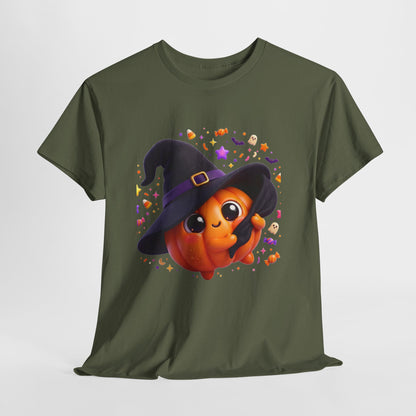 Pumpkin Witch T-Shirt — Cute Halloween Jack-o'-Lantern with Witch Hat