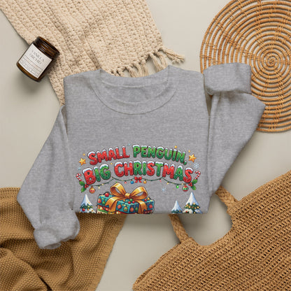 Penguin Christmas Crewneck Sweatshirt — "Small Penguin Big Christmas" Holiday Pullover