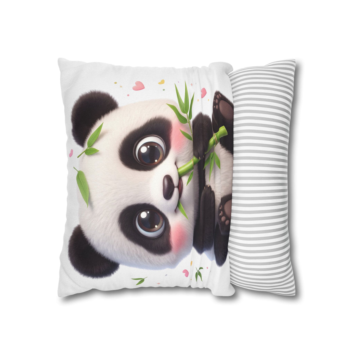 Cute Baby Panda Square Pillowcase — Adorable Bamboo-Eating Plush Decor