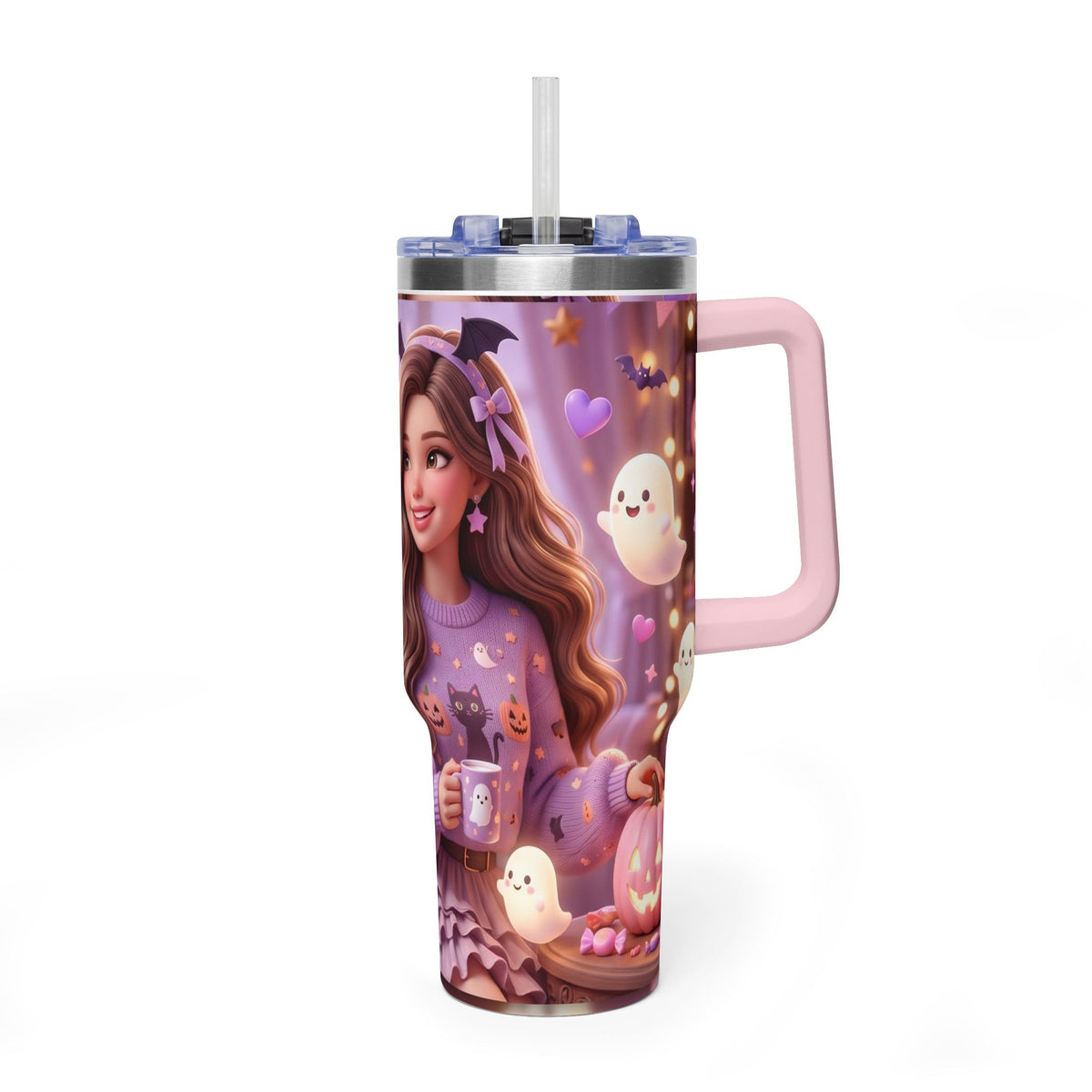 40oz Halloween Girl Ghosts Vacuum Thermal Tumbler