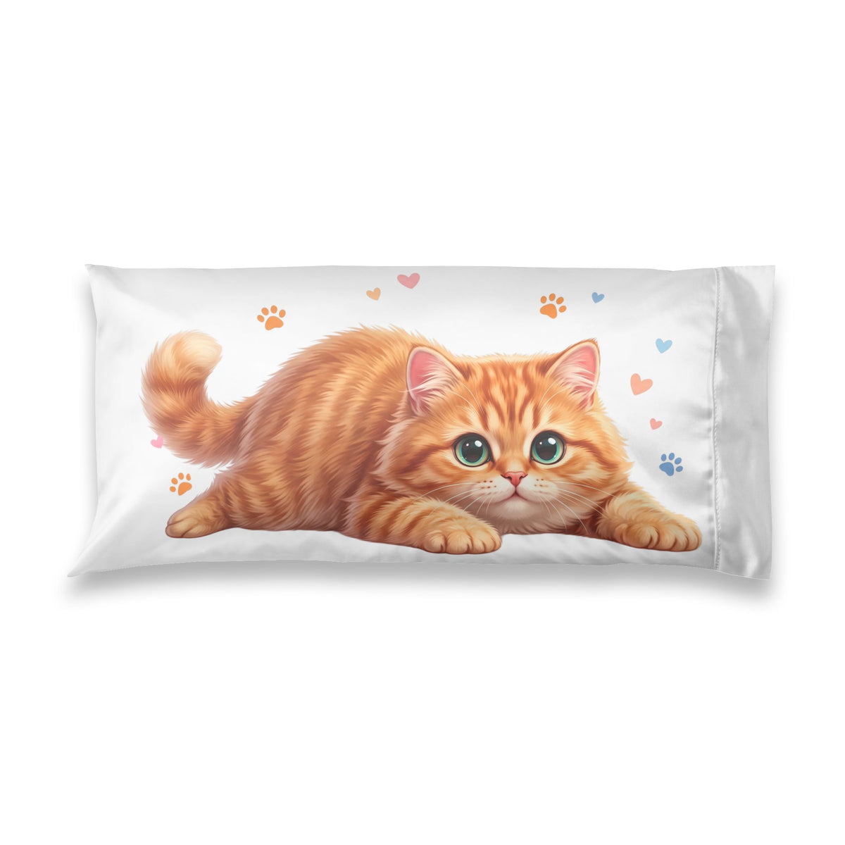 Satin Pillowcase — Adorable Orange Kitten Print for Cat Lovers