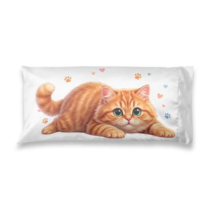 Satin Pillowcase — Adorable Orange Kitten Print for Cat Lovers
