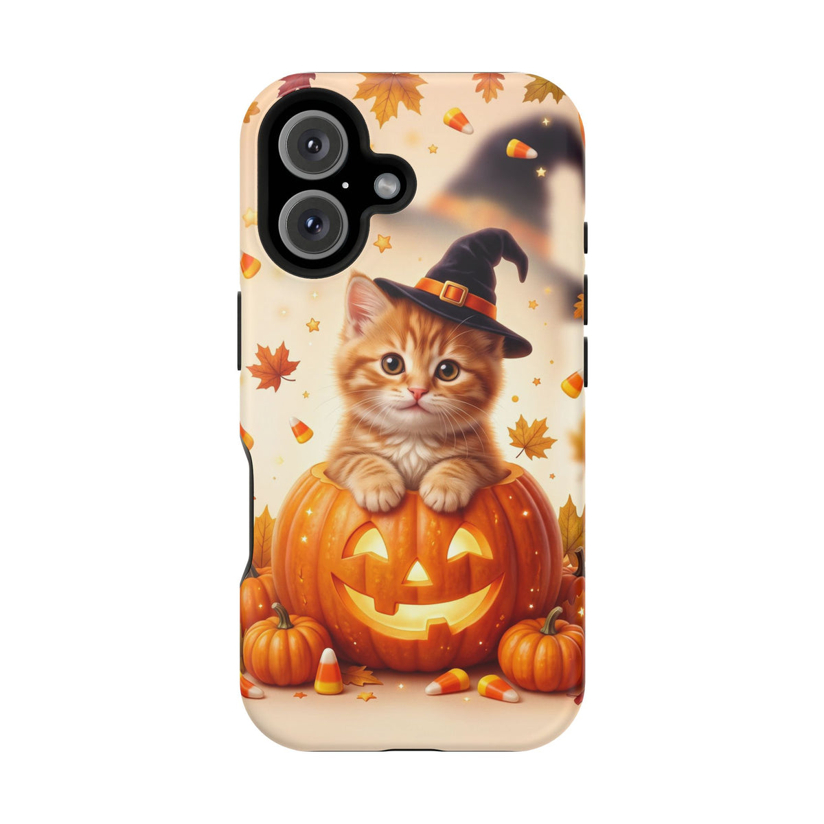 Halloween Kitten Pumpkin Phone Case — Magnetic Impact-Resistant