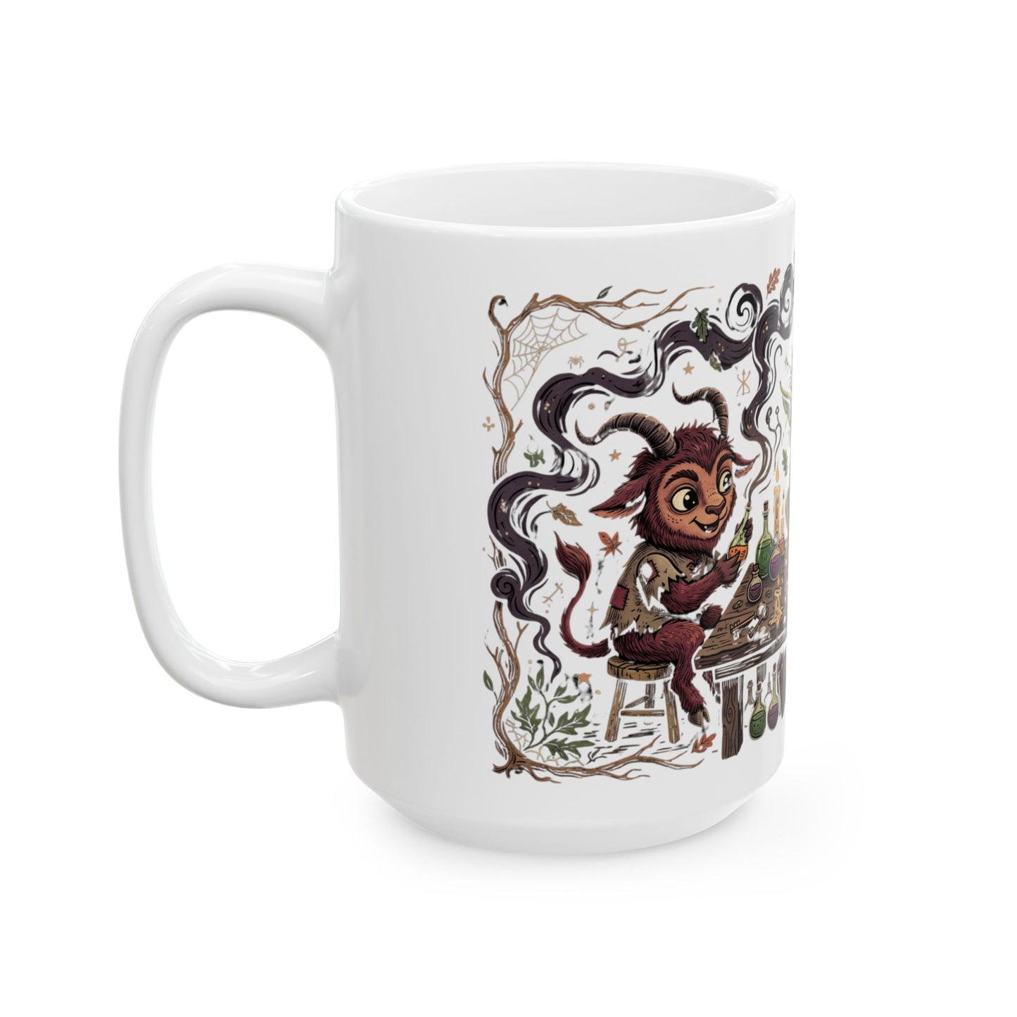 Fantasy Potion Brewing Mug — Cute Goblin & Bat Witchcraft Coffee Cup (11oz/15oz)