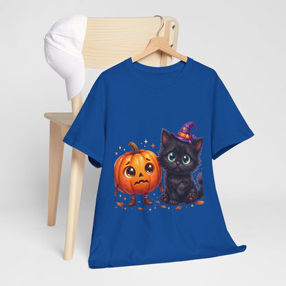 Halloween Black Kitten & Pumpkin T-Shirt