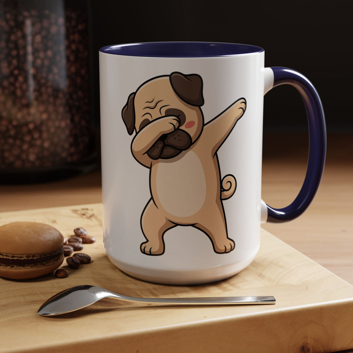 Dabbing Pug Coffee Mug — Cute Dog Accent Mug (11/15 oz)