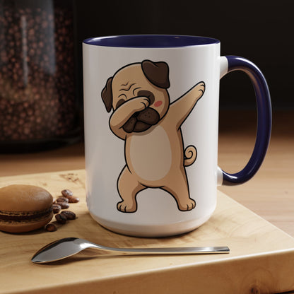 Dabbing Pug Coffee Mug — Cute Dog Accent Mug (11/15 oz)