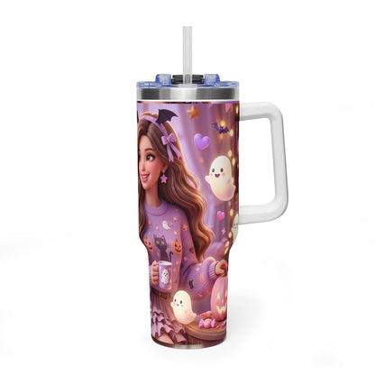 40oz Halloween Girl Ghosts Vacuum Thermal Tumbler