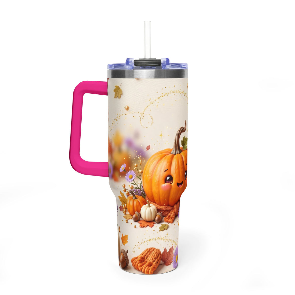 40oz Halloween Cat Vacuum Tumbler with Pumpkin
