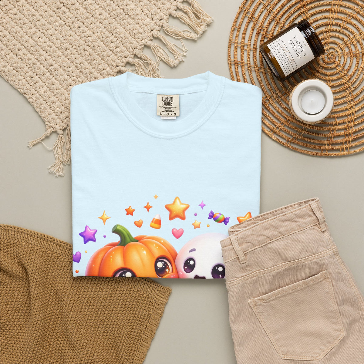 Halloween Pumpkin & Ghost T-Shirt — Cute Spooky Friends Graphic Tee