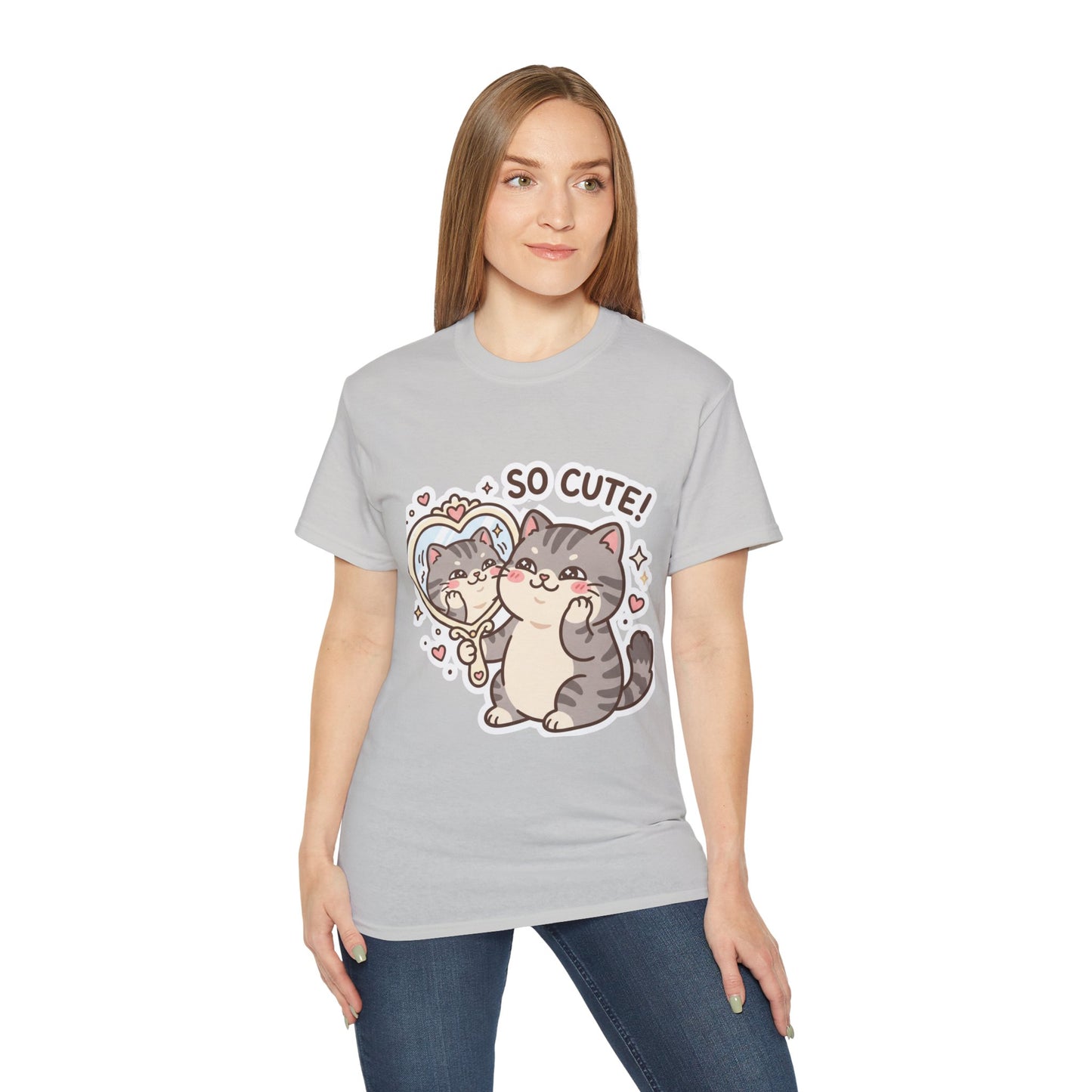 Cute Cat Mirror Tee - "So Cute!" Kawaii Cat T-Shirt