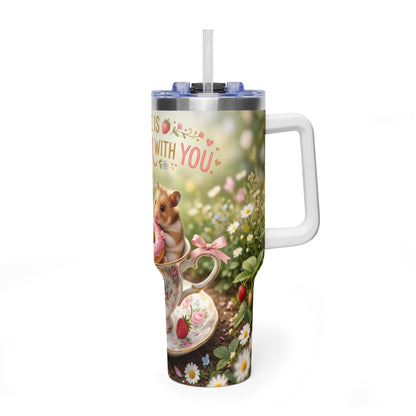 40oz Tumbler – Life Is Sweeter with You Cute Hamster Tea Party