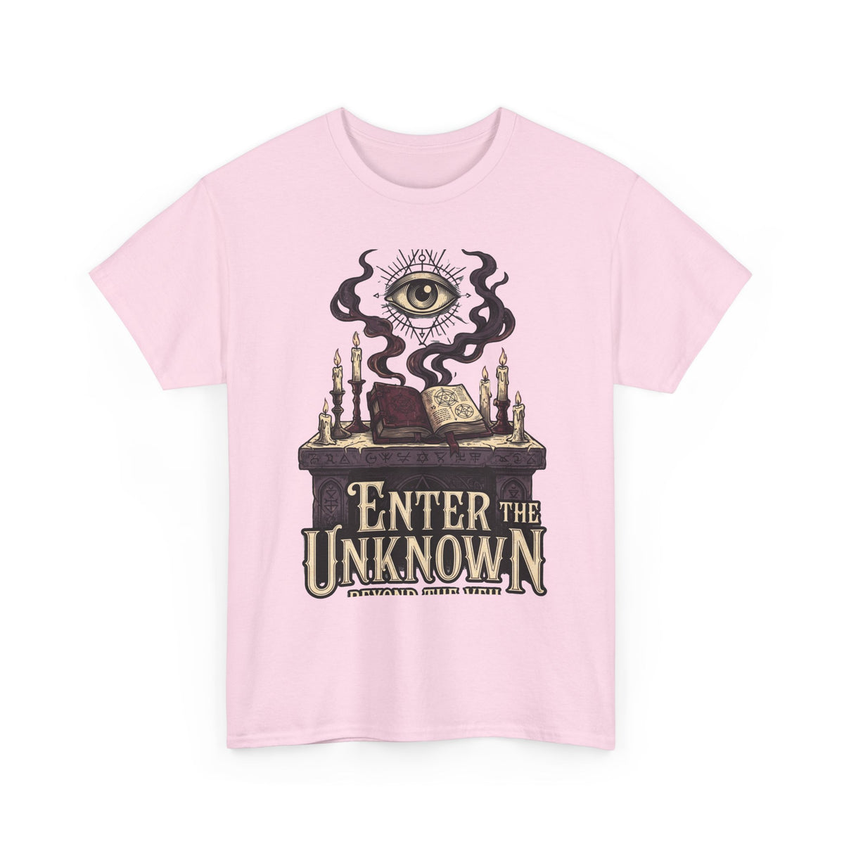 Occult Graphic Tee — "Enter the Unknown" Mystic Eye & Spellbook T-Shirt