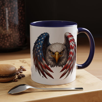 American Flag Eagle Coffee Mug – Patriotic Bald Eagle Accent Mug (11/15 oz)