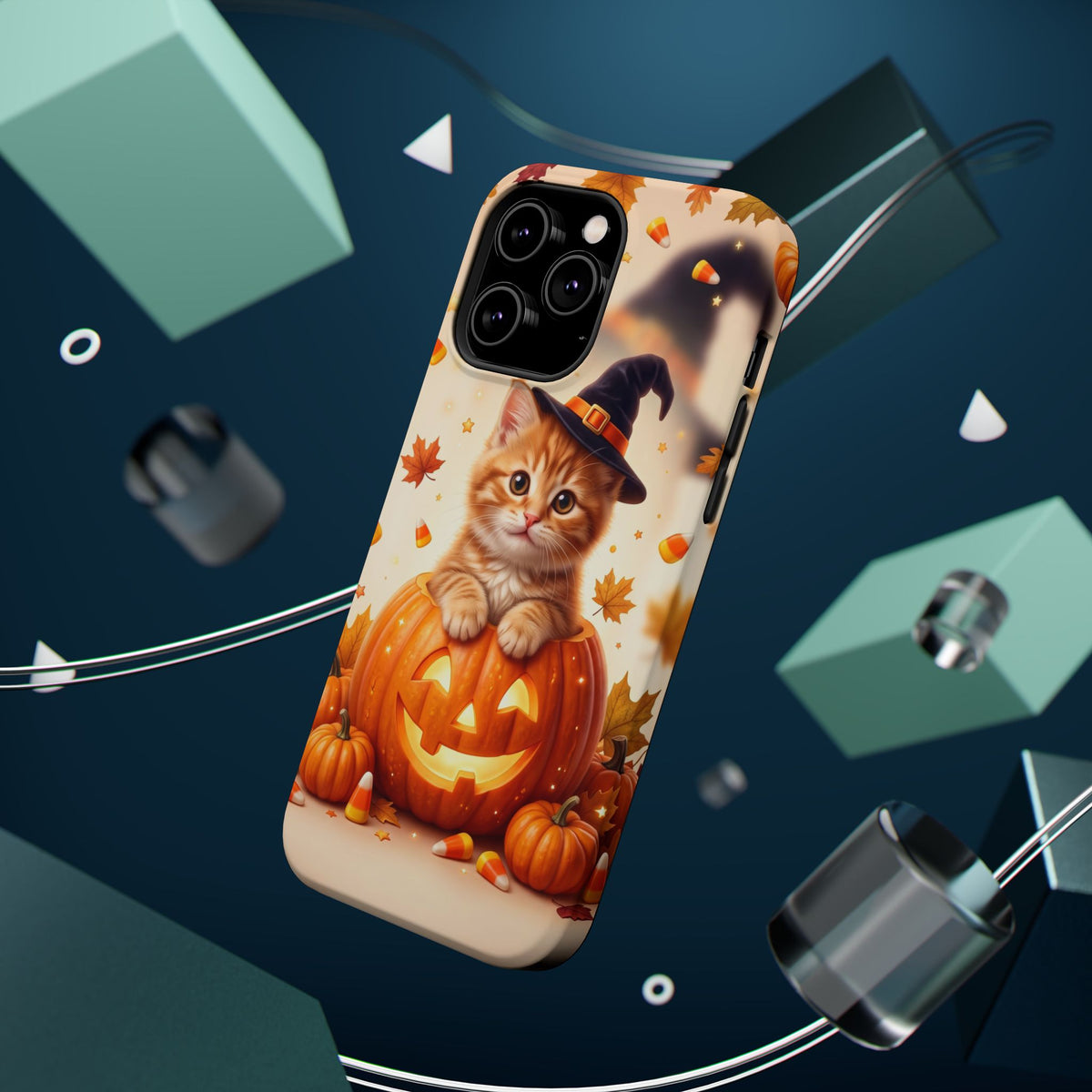 Halloween Kitten Pumpkin Phone Case — Magnetic Impact-Resistant