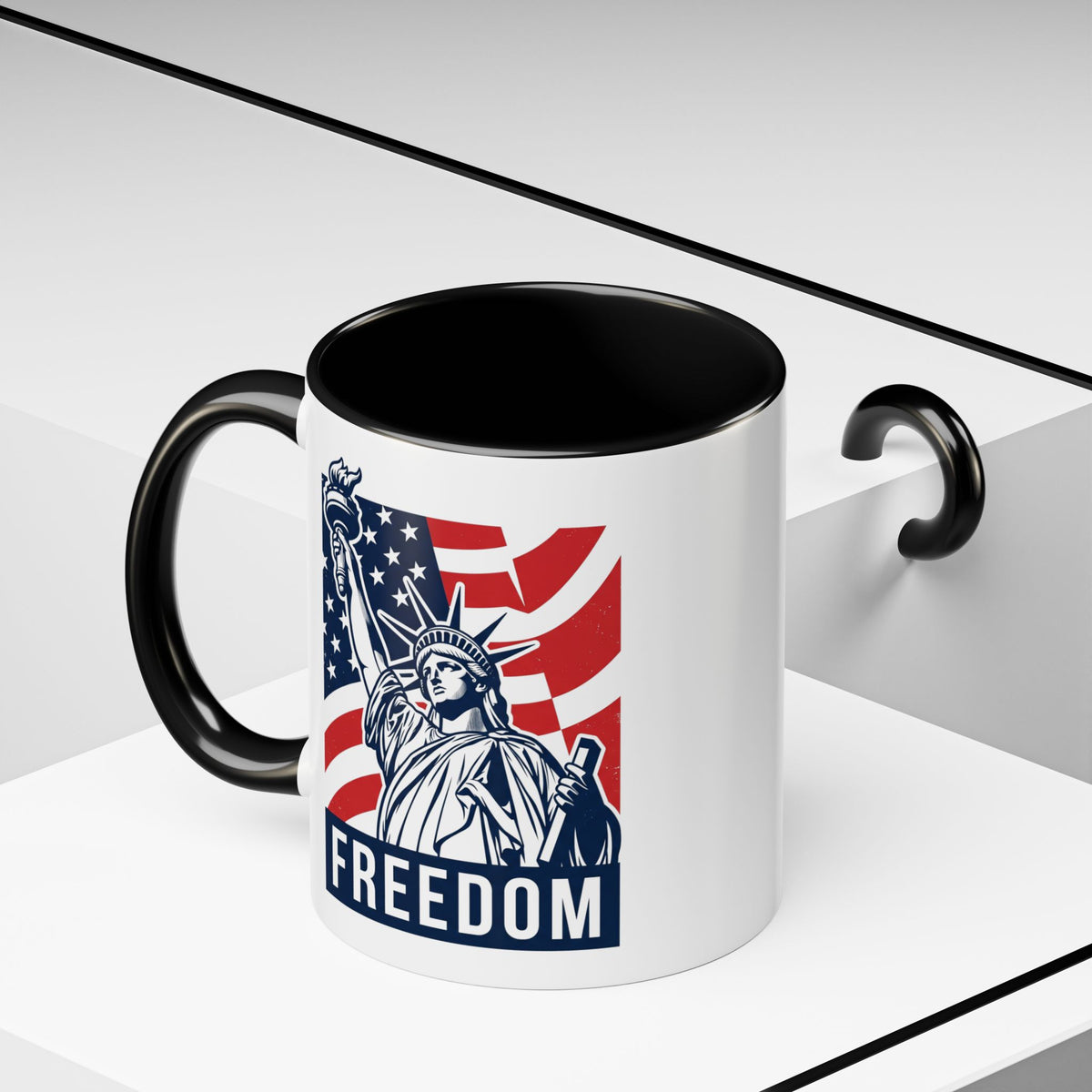 Freedom Statue Accent Coffee Mug — Patriotic Liberty 11/15oz