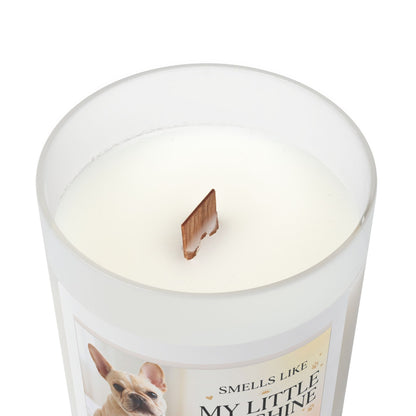My Little Sunshine Frosted Glass Candle — 11 oz Scented Candle with Dog Photo Label