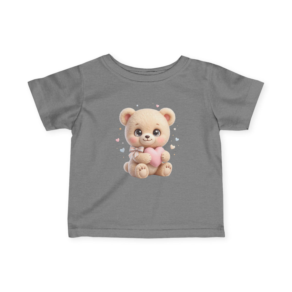 Infant Tee – Cute Teddy Bear Holding Pink Heart | Baby Shower, Newborn Gift