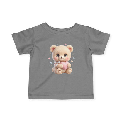 Infant Tee – Cute Teddy Bear Holding Pink Heart | Baby Shower, Newborn Gift