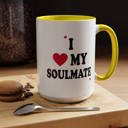 I Love My Soulmate Accent Coffee Mug