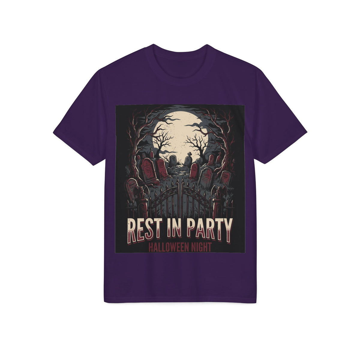 Rest in Party Halloween T-Shirt — Graveyard Skeletons Moonlight Tee