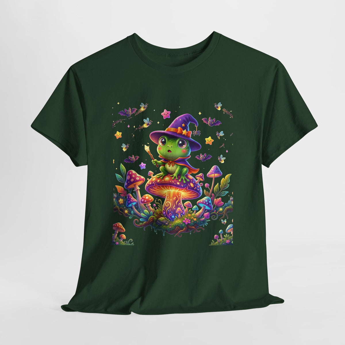 Cute Witch Frog T‑Shirt — Magical Mushroom Halloween Tee