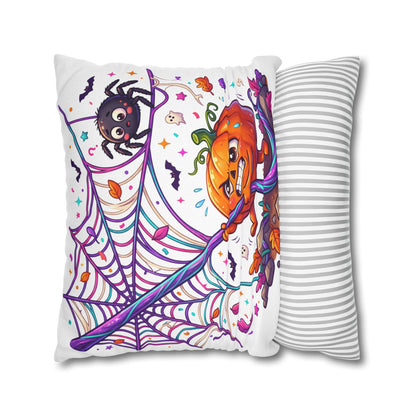 Halloween Pumpkin & Spider Decorative Pillowcase — Cute Spooky Fall Accent