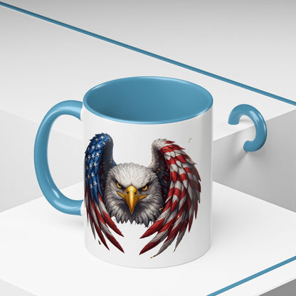 American Flag Eagle Coffee Mug – Patriotic Bald Eagle Accent Mug (11/15 oz)