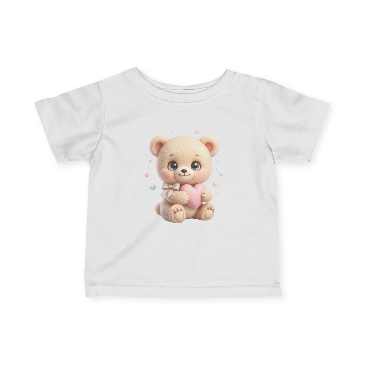 Infant Tee – Cute Teddy Bear Holding Pink Heart | Baby Shower, Newborn Gift