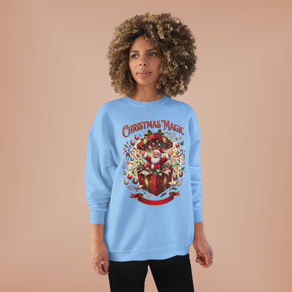 Christmas Magic Crewneck Sweatshirt — Santa Gift Box Holiday Pullover