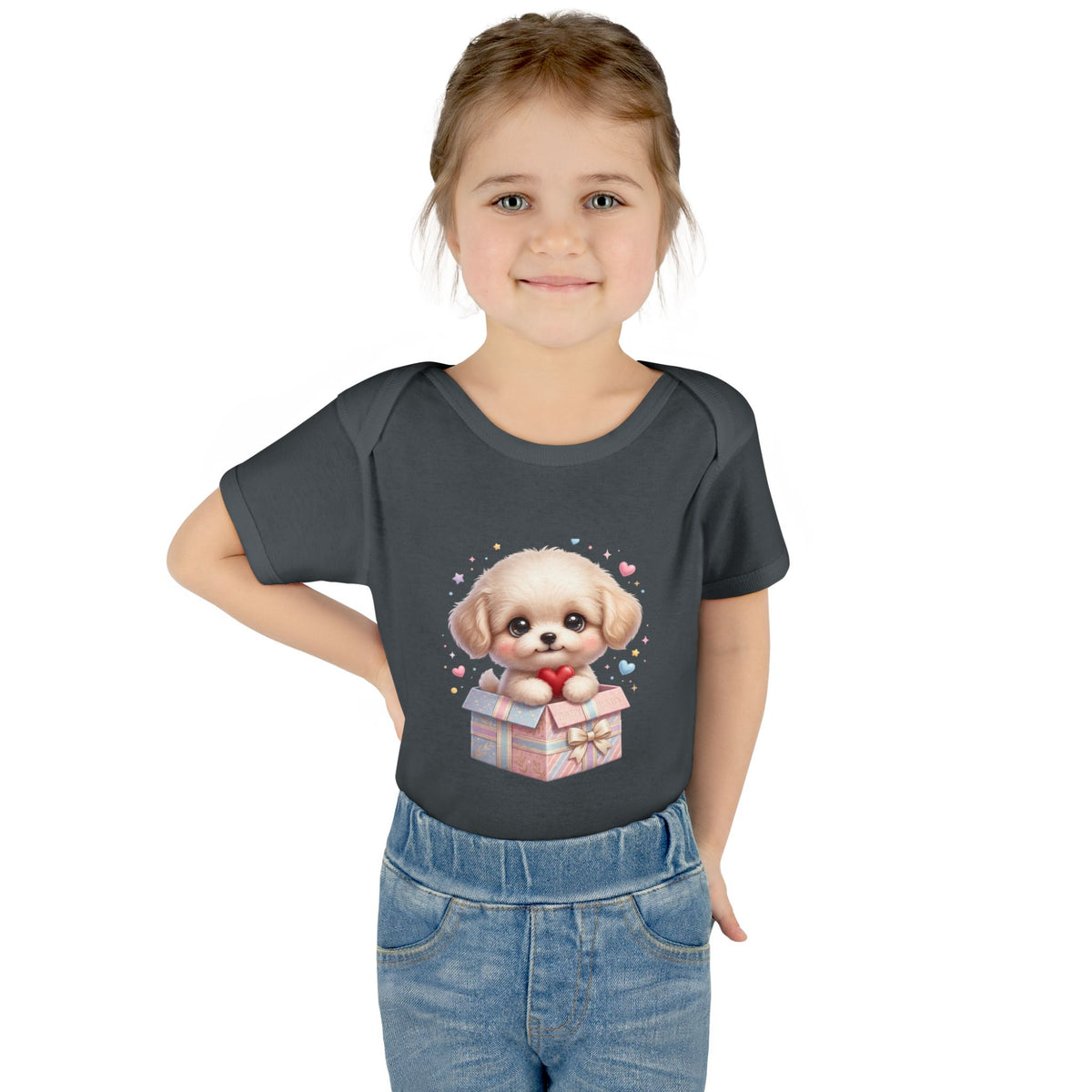 Baby Bodysuit — Cute Puppy in Gift Box Infant Onesie