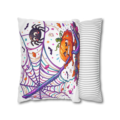 Halloween Pumpkin & Spider Decorative Pillowcase — Cute Spooky Fall Accent