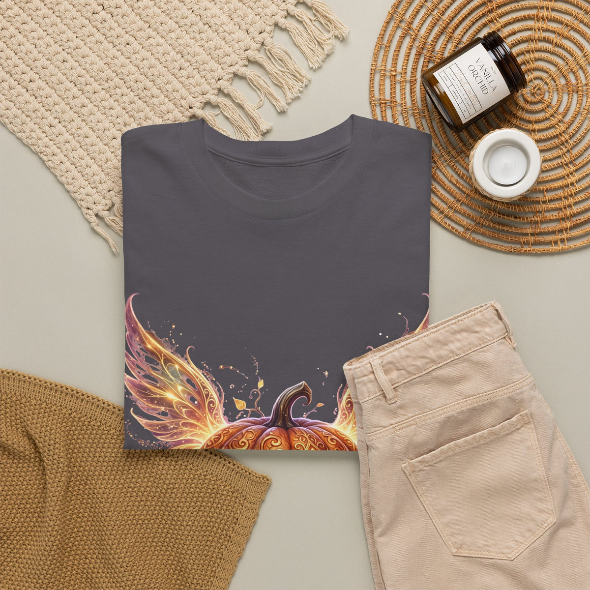 Halloween Pumpkin Tee — Winged Jack-O'-Lantern Graphic Shirt