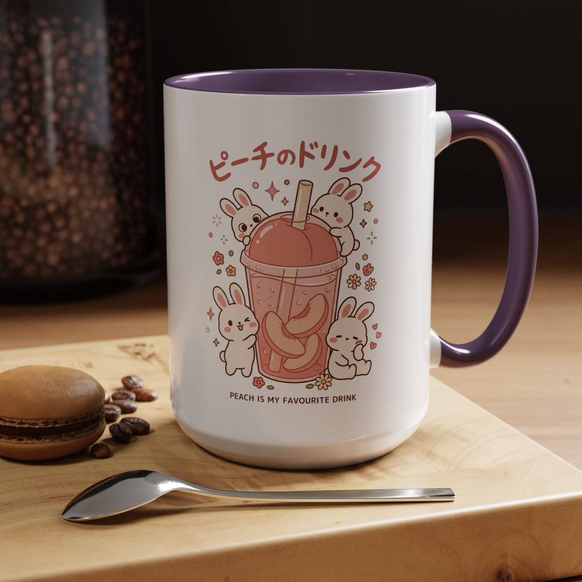 Peach Drink Bunny Mug — Cute Kawaii Coffee Tea Cup (11/15oz)
