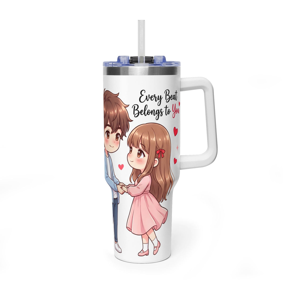 Cute Anime Boy Love Hearts 40oz Travel Tumbler