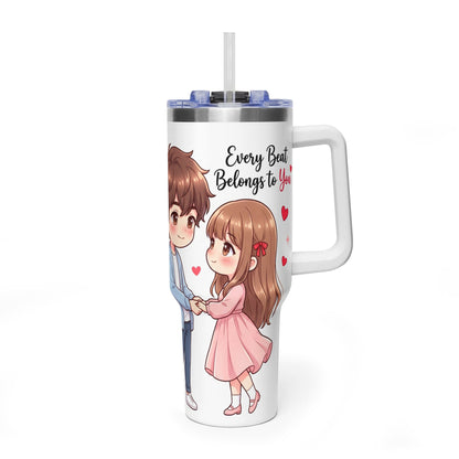 Cute Anime Boy Love Hearts 40oz Travel Tumbler