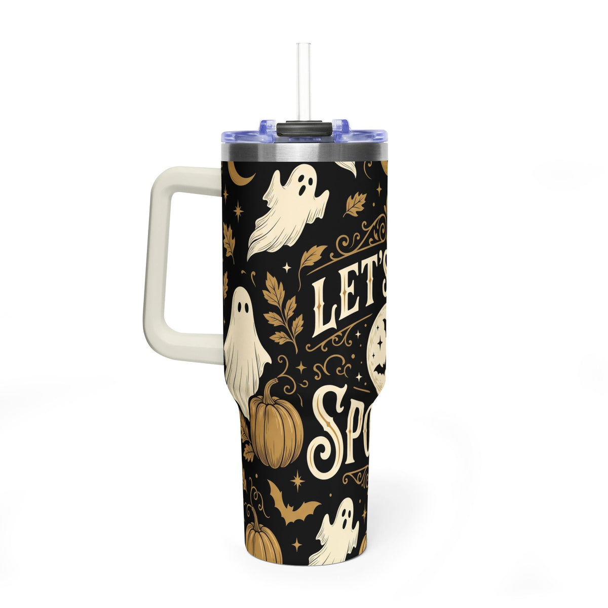 Let’s Get Spooky Halloween Ghosts & Pumpkins 40oz Thermal Tumbler
