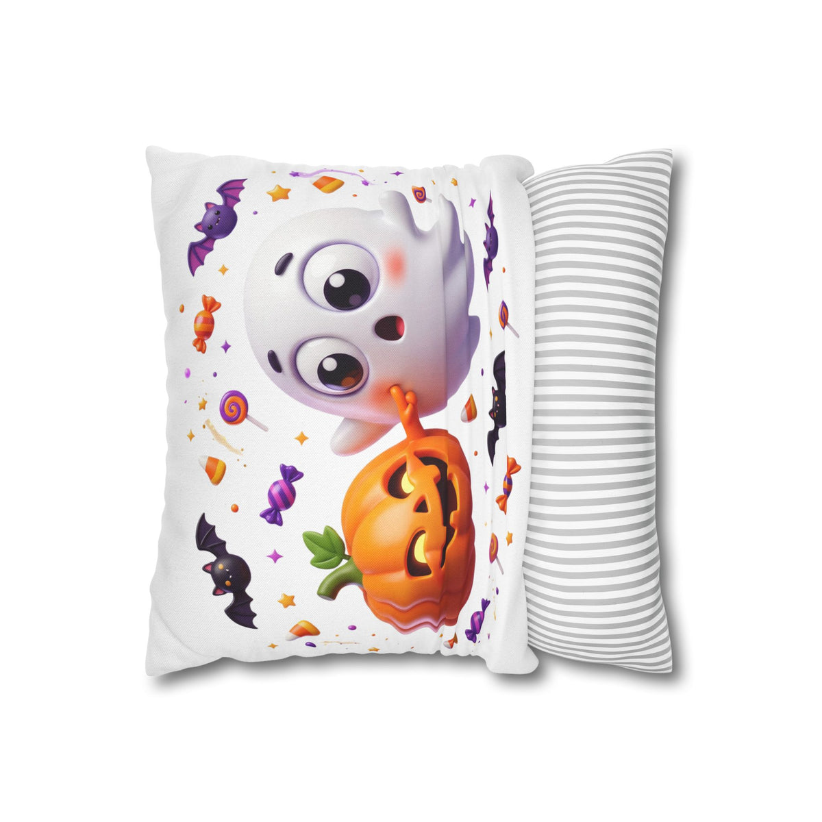 Halloween Ghost & Pumpkin Throw Pillowcase - Cute Spooky Decor
