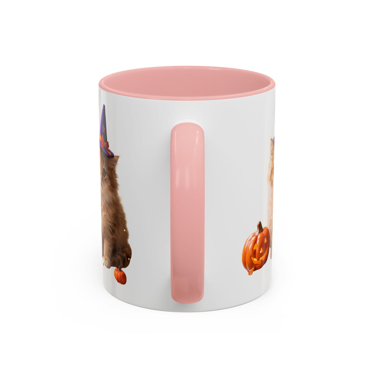 Halloween Cat Coffee Mug with Witch Hat and Pumpkin