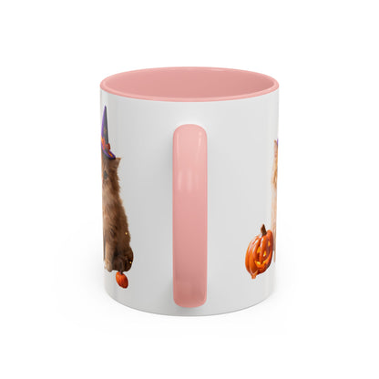 Halloween Cat Coffee Mug with Witch Hat and Pumpkin
