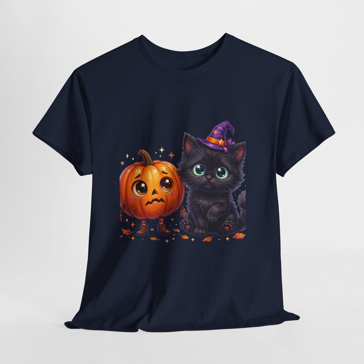 Halloween Black Kitten & Pumpkin T-Shirt