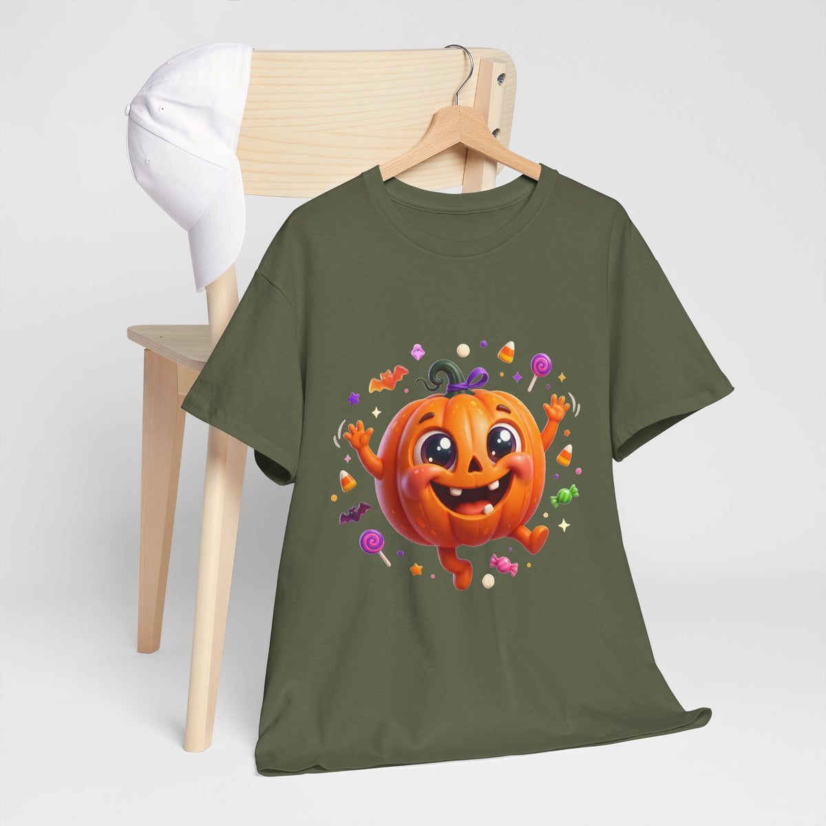 Halloween Pumpkin T‑Shirt — Happy Jack-O'-Lantern Candy Graphic Tee
