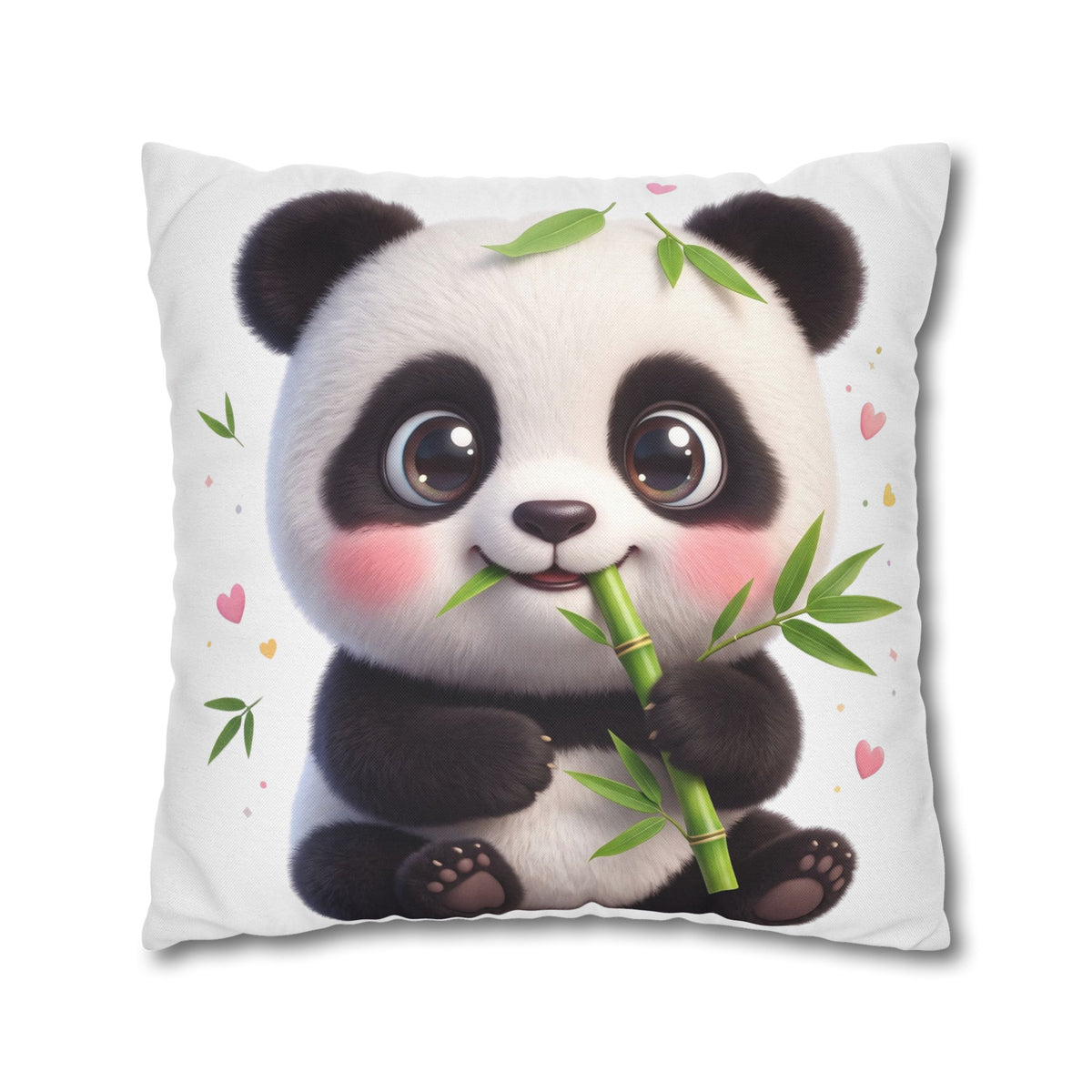 Cute Baby Panda Square Pillowcase — Adorable Bamboo-Eating Plush Decor
