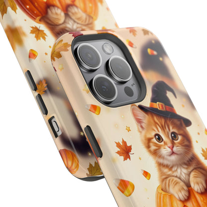 Halloween Kitten Pumpkin Phone Case — Magnetic Impact-Resistant
