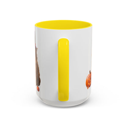 Halloween Cat Coffee Mug with Witch Hat and Pumpkin
