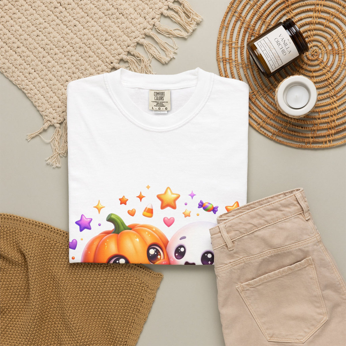 Halloween Pumpkin & Ghost T-Shirt — Cute Spooky Friends Graphic Tee