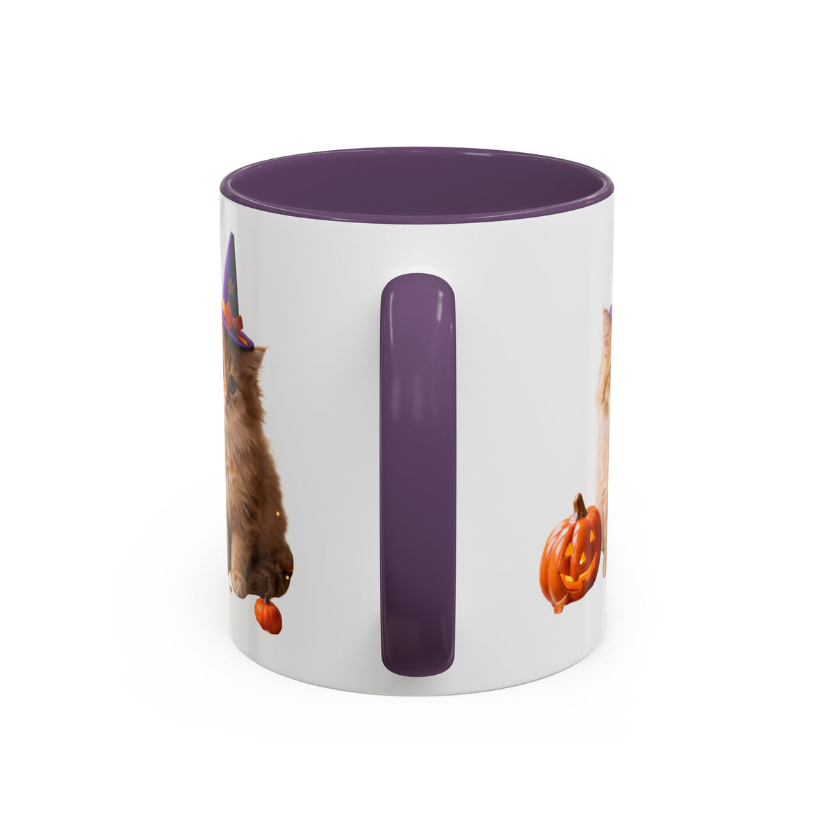Halloween Cat Coffee Mug with Witch Hat and Pumpkin