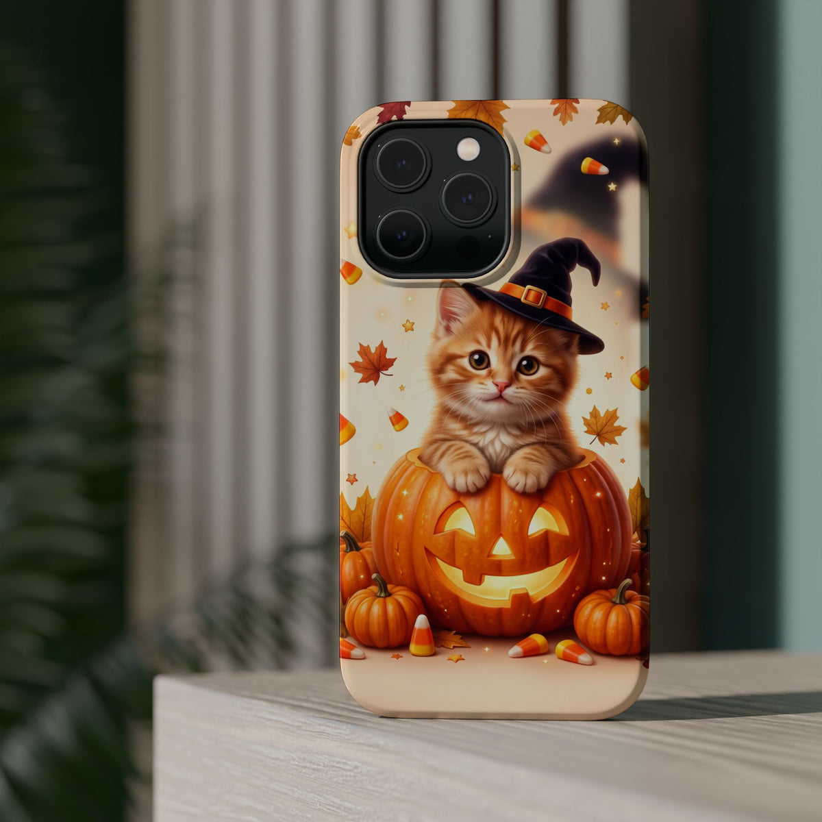 Halloween Kitten Pumpkin Phone Case — Magnetic Impact-Resistant