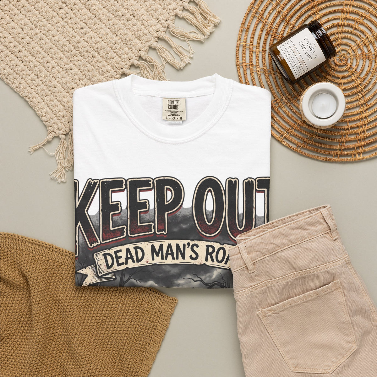 Keep Out "Dead Man's Road" T-Shirt — Spooky Haunted Road Graphic Tee